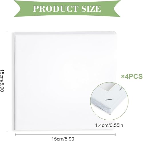 GIDWRIY Lot de 4 Toiles à Peindre 15 X 15 cm,Canvas Toile Peinture Acrylique,Tableau Peinture Blanc,Canvas Board Painting,Panneaux de Toile Vierge,Chassis Entoilé,Toile Coton Blanche Sans Acide - Nail Gallerys