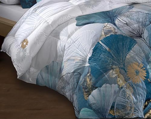 Le linge de Jules Couette Microfibre 220x240 - Imprimée Double-Face - Fibre Creuse 550 grs/m2 - Ginko - Nail Gallerys