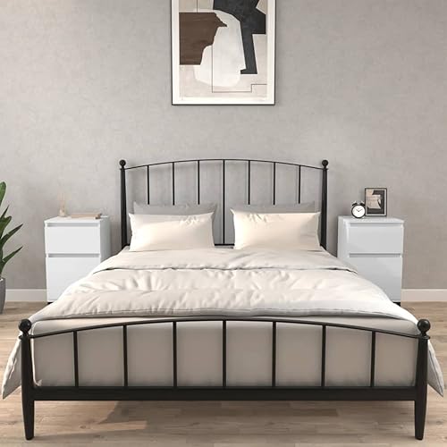 vidaXL Tables de Chevet 2 pcs, Armoires de Nuit avec Rangement, Armoires de Lit, Tables de Nuit, Meubles de Chambre à Coucher, Industriel, Blanc Brillant - Nail Gallerys