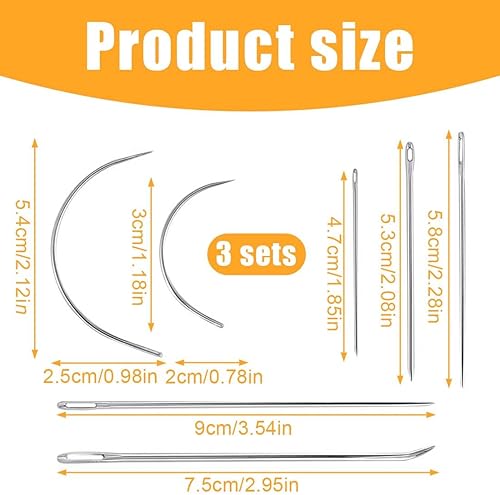 21 Pièces Aiguilles Courbé Outils,Aiguille Courbe,Toile Aiguilles,Aiguilles Courbées à Coudre Main,Aiguilles à Coudre Incurvées,Epingles à Perruque en Forme de C,Pour la Couture,Réparation Tapis,Cuir - Nail Gallerys