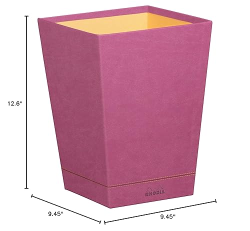 RHODIA 194616C - Corbeille à Papier Cuivre - 24 x 24 x 32 cm - Piqûres Sellier Orange - Extérieur Simili Cuir-Collection Home Office rama - Organisation de Bureau & Rangement Design - Nail Gallerys