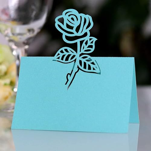 ISAKEN 50Pcs Marque Place Mariage Carte de Marque Place Forme Rose Ajouré Décoration de Table Carte de Siège Nom de la Carte Place de Cartes Porte Nom de Table en Papier pour Mariage Partie Fêtes - Nail Gallerys