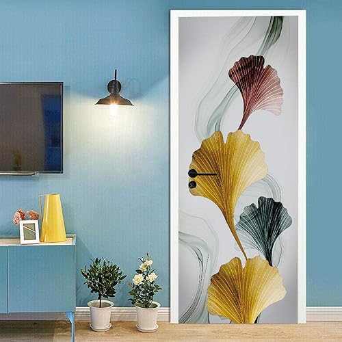 Papier peint 3D en forme de feuille pour porte intérieure, chambre d'enfant, salle de bain, toilettes, 77 x 200 cm - Nail Gallerys