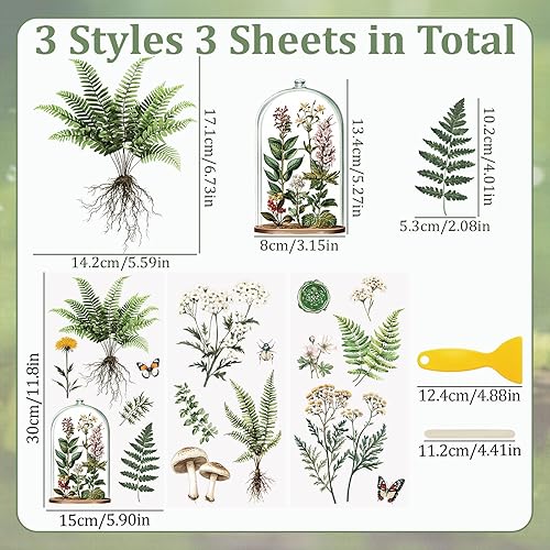 WANDIC Lot de 3 feuilles d'autocollants de transfert imperméables sur le thème des fleurs bleues pour loisirs créatifs, scrapbooking, albums photo, 15 x 30 cm - Nail Gallerys