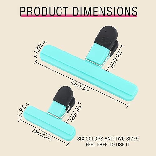 Anseom 12 Pièces Pince Sachet Alimentaire, 2 Tailles de Clips Scellage pour Sacs, 6 Couleurs Plastique Clips de Scellage, Fermeture Sachet Alimentaire pour Cuisine Maison Bureau - Nail Gallerys