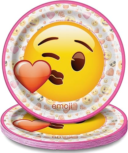 Unique Party 23 cm Emoji Saint Valentin fête Assiettes, Lot de 8 - Nail Gallerys