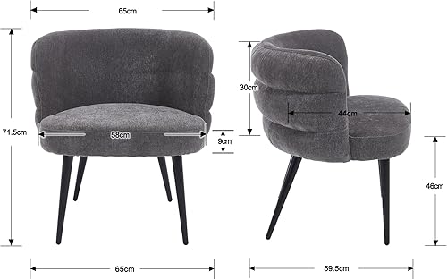 Ya-Home Fauteuil de Salon Moderne en Chenille Fauteuil Chambre avec Dossier Incurvé, Pieds en Métal, Lot de 1 Fauteuil Relax pour Chambre/Salon, Beige - Nail Gallerys