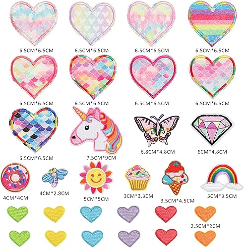 Set De 30 Patchs De Repassage Cartoon Pour Enfants Avec Motif Crème Glacée, Coeurs Colorés Et Avec 1 Paquet D'aiguilles - Nail Gallerys