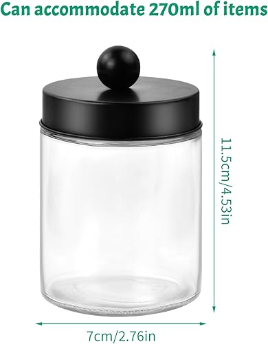 Laughhe Lot de 2 supports pour cotons-tiges en verre - Pour salle de bain - Organisateur de vanité avec couvercle pour cotons-tiges, boules de coton, tampons, embouts Q-Tips, bâtonnets d'oreille - Nail Gallerys