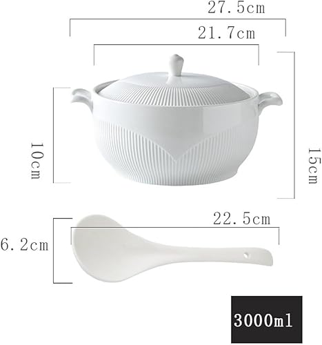 Vnook Soupière en céramique blanche avec doubles poignées, soupières à soupe en porcelaine avec couvercle et cuillères for la cuisine de restaurant à domicile - Nail Gallerys