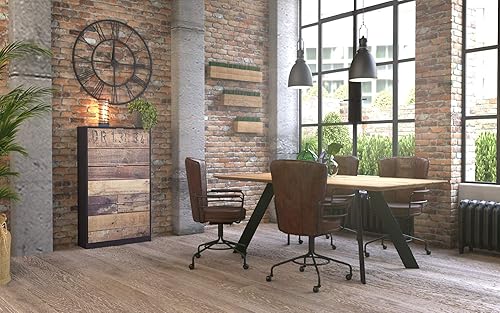 Marque  - Movian Meuble à chaussures, 4 portes, mélaminé, Noir-bois Imprimé, 75L x 25W x 128H cm - Nail Gallerys