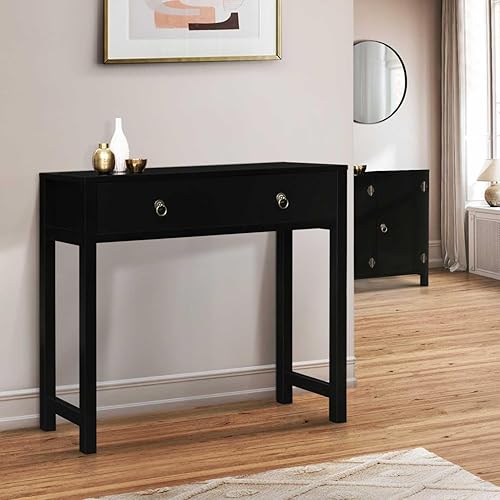 IDMarket - Console Asiatique 1 tiroir Yang Bois Noir - Nail Gallerys
