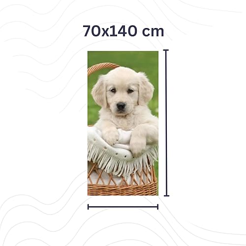 damaloo Chien Serviette de Bain Enfant - Serviette de Plage Coton pour Filles, garçons et Adultes – Chiot Drap de Bain 70x140 - Nail Gallerys