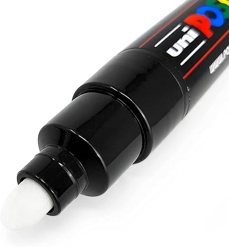 Posca Uni PC-7M Lot de 2 marqueurs à pointe ogive large 4,5-5,5 mm Noir et blanc - Nail Gallerys