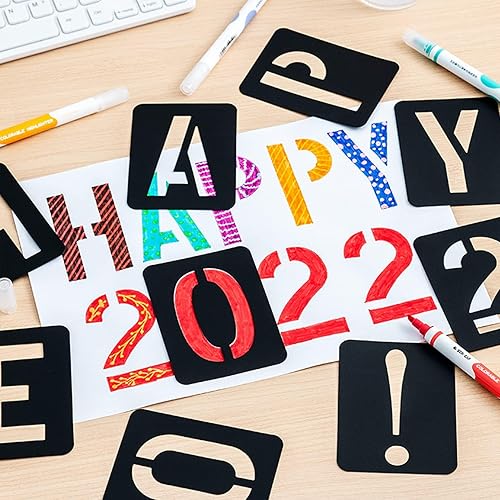 42 Pièces Pochoirs Lettres et Chiffres Noir Plastique Pochoir Lettre Alphabet Grand Format Réutilisables Pochoir Chiffre Pochoirs pour Peinture Decoration Bricolage Bois DIY Art Papier Mural - Nail Gallerys