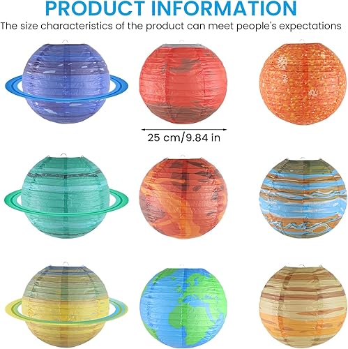 Lot de 9 lanternes en papier avec système solaire Planètes : 25 cm Décoration Planètes Suspendues Lanternes en papier pour enfants Lanternes en papier Lampions Décoration pour thème spatial - Nail Gallerys