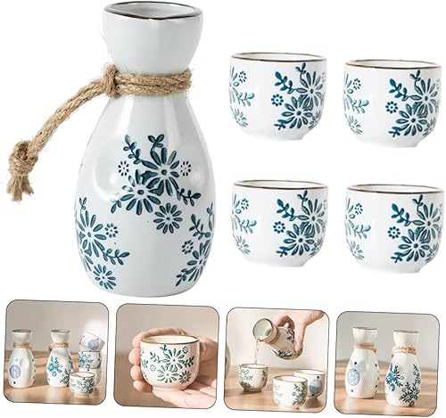 Cabilock Ensemble De 5 Verres À Vin Orchid - Service À Saké en Céramique avec Tasses - Polyvalent pour Le Saké Leau Et Les Spiritueux - Unique Et Sûr - Nail Gallerys