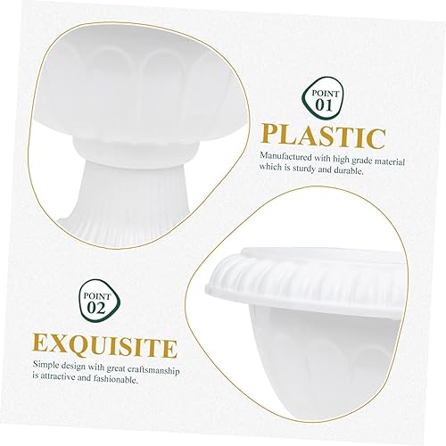 PRETYZOOM Lot De 4 Vases Romain Blanc en Plastique - Pots DéCoratifs pour Mariage, Jardin, Balcon, EntréE Et DéCoration De Maison - 16x14x14cm - Nail Gallerys