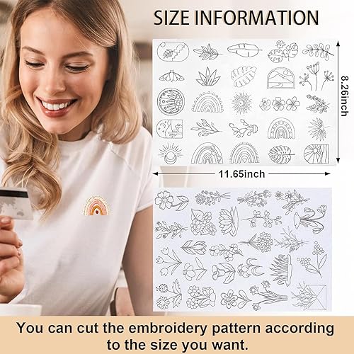 GUOYOU 100 Pcs Papier Broderie Soluble, Pré-Imprimés Stabilisateur Broderie, Water Soluble Stabilizer De Couture à La Main, Stabilisateur Soluble Dans l'Eau, pour la Couture à la Main de Broderie - Nail Gallerys