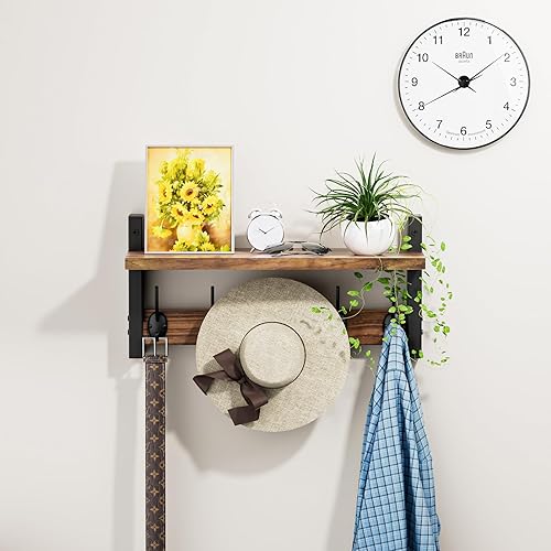 VITVITI Porte-manteau mural étagère Portemanteaux Métal Porte-manteau 5 crochets Étagère murale Porte-manteau Crochet suspendre Couloir Chambre Salle bains Cuisine Home Coat Hooks Wall Mount Shelf - Nail Gallerys