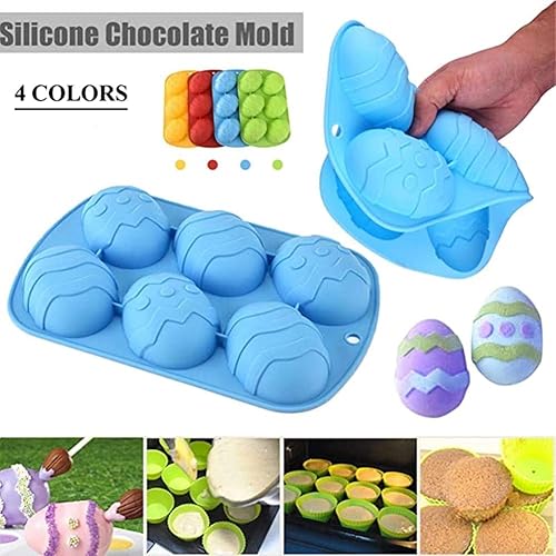 Haoshics Moule à chocolat en silicone en forme d'œuf de Pâques - Grand moule à 6 cavités - Pour faire des bombes au chocolat chaud, des gâteaux, de la gelée, de la mousse (orange-1 pièce) - Nail Gallerys