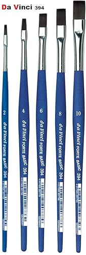 DaVinci ESPACE BEAUX ARTS da Vinci Série 394 Brosse Plate, Fibre synthétique, Bleu Mat, Set 5 pcs,NO. 2, 4, 6, 8,10 - Nail Gallerys