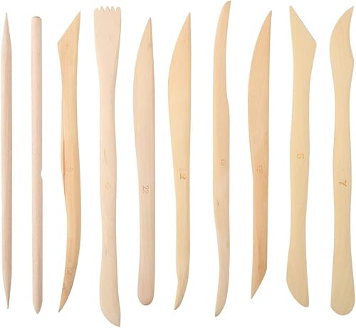 10pcs / Set Outil de Modelage de Sculpture en Argile en Bois Bricolage Outils de Sculpture en Argile en Bois Kits D'outils de Sculpture en Argile de Poterie pour Débutants - Nail Gallerys