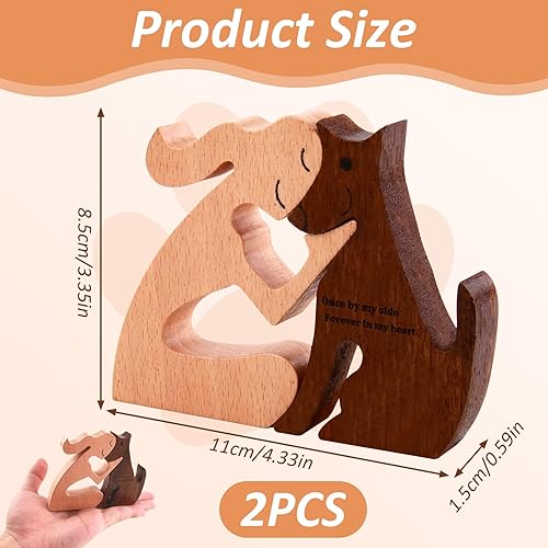 Cadeau pour Chien en Bois Fait à la Main, Statue de Chien avec Humain en Bois de Hêtre et Noyer, Décoration d'Intérieur Émotionnelle et Souvenir pour Amoureux des Chiens - Nail Gallerys