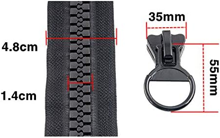 WKXFJJWZC Fermeture éclair en résine plastique avec 5 curseurs 20 # Noir 1,8 m x 14 mm de large, pour couture, artisanat, sacs, tentes, bateau, toile - Nail Gallerys