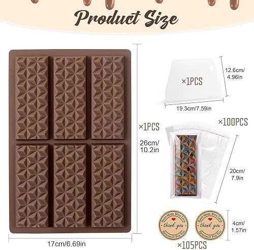 Bieiyhe Moule Silicone Tablette de Chocolat,Moule à Praliné,Moules à Bonbons Antiadhésifs,Moule Gelée,Moulle Patisserie Forme Chocolat,Moule à Chocolat Brun,Moules Chocolat Cuisson pour Décoration - Nail Gallerys