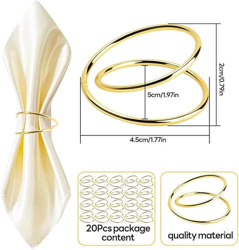 SITAKEGS Lot de 20 ronds de serviette dorés en spirale en métal Boucles en alliage simple Anneau de serviette Anneau de serviette Anneau de serviette Anneau pour famille dîner mariage fête Noël - Nail Gallerys
