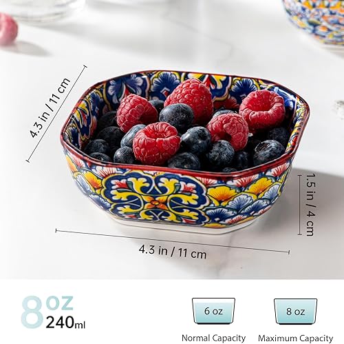HENXFEN LEAD Lot de 6 bols à goûter carrés en porcelaine, 236,8 g, petites assiettes à apéritif pour sauce, épices, fruits, collation et dessert, colorés, style bohème - Nail Gallerys