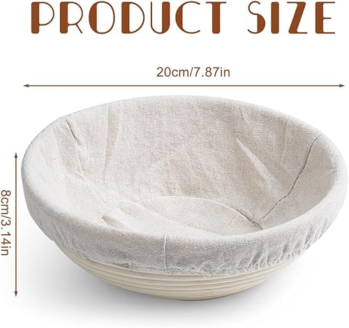 KUWUNG Banneton pour Pain, 8 Inch / 10 Inch Panier Pain Rond avec Insert Lin, Panier a Pain Rotin Naturel, Banneton pour Pain pour Les Amateurs et Débutants en Pâtisserie (8 pouce (20 x 8 cm)) - Nail Gallerys