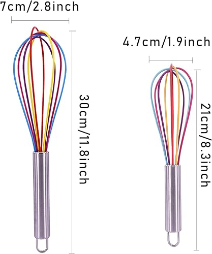 Lot de 2 mini fouets en silicone arc-en-ciel antiadhésifs pour la cuisine, la cuisine, le chocolat chaud - Nail Gallerys