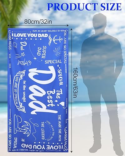 Rowjoy Serviette de plage bleue - Cadeau de fête des pères - Extra large - 180 x 90 cm - En microfibre - Idéal comme cadeau d'anniversaire pour papa - Nail Gallerys