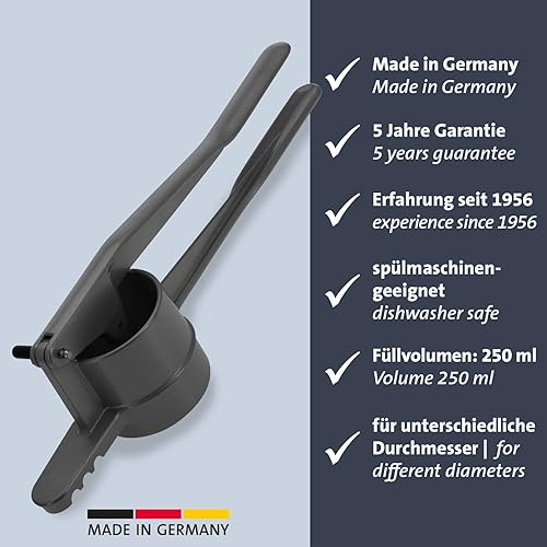 Westmark Presse à spätzle et à pommes de terre Spätzlechef, perforation traditionnelle pour spätzle, revêtement spécial de haute qualité, Aluminium, 41 cm, Anthracite - Nail Gallerys