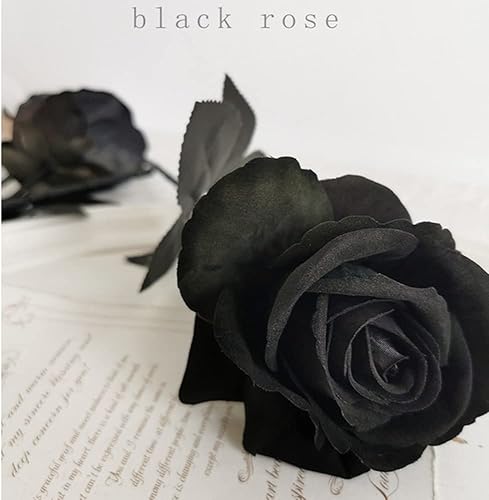 NatureMan Lot de 10 roses artificielles noires à tige unique en soie réaliste pour décoration de fête, bouquet de mariage, décoration d'Halloween (rouge vin) - Nail Gallerys