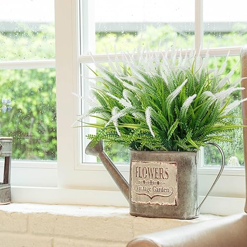 ASTNIC Lot de 6 Fleurs Artificielles Interieur et Exterieur résistants aux UV Fleurs Lavande Bouquet en Plastique pour Jardin, terrasse, Mariage, Allée, Porche décoration (Blanc) - Nail Gallerys