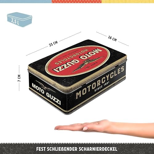 Nostalgic-Art Boîte rétro Plat, Moto Guzzi – Logo Motorcycles – Idée de Cadeau pour Fans de Moto, Récipient avec Couvercle, Design Vintage, 2,5 l - Nail Gallerys