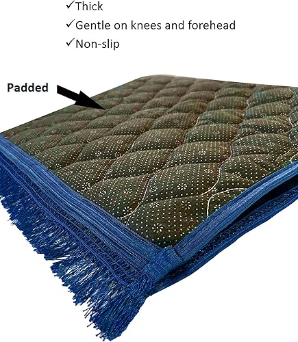 Tapis de prière islamique rembourré très épais pour homme et femme avec perles de prière islamiques pour l'Aïd, voyage, Ramadan, doux et luxueux (bleu roi) - Nail Gallerys