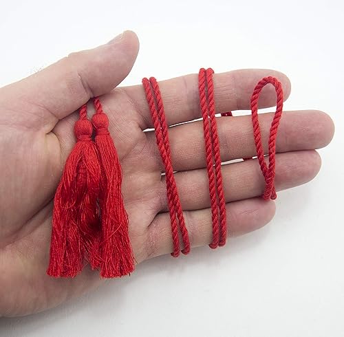 HAND® Set de 4 Coton Blanc Double termine Glands avec chaîne Cordon - 136 cm Long - Nail Gallerys