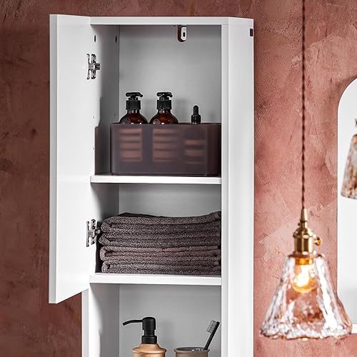 SoBuy Meuble Colonne, Armoire Haute de Salle de Bain, Meuble de Rangement Étroit avec 2 Portes Étagères Réglables, Compartiments, 30 x 30 x 160 cm, Blanc, BZR163-W - Nail Gallerys