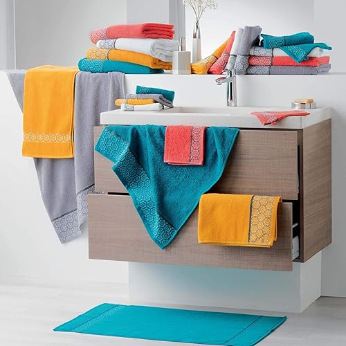 douceur d'intérieur Adelie Drap de Bain Eponge Unie Jacquard Adelie, Gris, 150x90 cm - Nail Gallerys