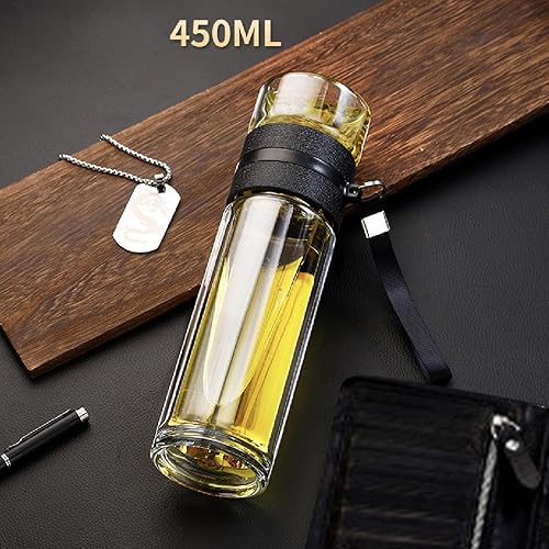 Bouteille en verre avec infuseur à thé, bouteille de thé portable, bouteille d'eau en verre avec sangle de transport, bouteille en verre infuseur à thé, bouteille infuseur de voyage anti-fuite, tasse - Nail Gallerys