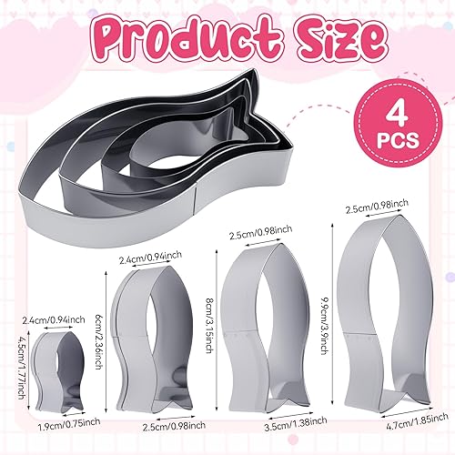 4 Pièces Moule en Acier Inoxydable en Forme de Poisson, Emporte-Pièces Réutilisable à Nageoire, Emporte-Pièces en Forme de Poisson, Silver Moule à Biscuits pour Communion, Confirmation, Baptême - Nail Gallerys
