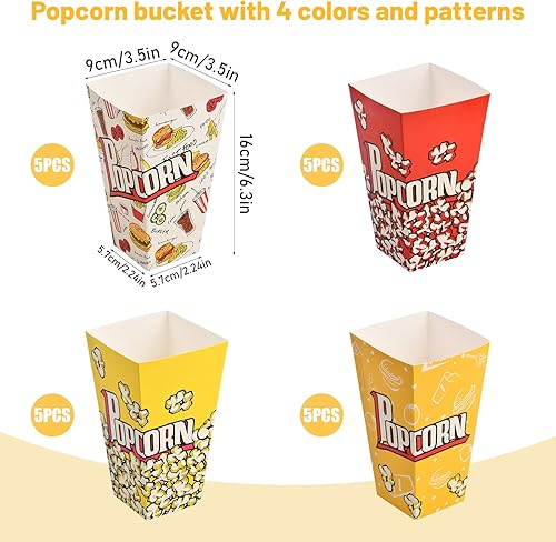 Cozlly Lot de 20 boîtes à pop-corn réutilisables en carton, grandes boîtes à pop-corn pour collations, bonbons, soirée cinéma, fête d'anniversaire, Noël, mariage - Nail Gallerys