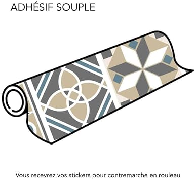 Lot de 4 contremarches à Coller, Motifs géométriques Tilesbeige. 4 contremarches escalier 1m. Contremarches décoratives pour escalier - Nail Gallerys