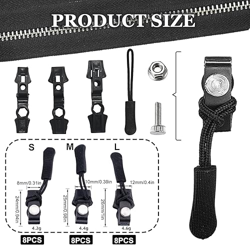 24 Pièces Curseur Fermeture Éclair Clipsable, Réparation Fermeture Éclair, Zip Fermeture Eclair Universel Remplacement, Détachables Solution Facile Zip Puller Cassées, Pour Vestes, Manteaux - Nail Gallerys