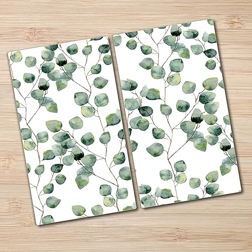 Coloray Planche À Découper Induction Cuisson 60x52 cm Verre Trempé Tapis de Découpe Protection Plaque Protection de Cuisine - Photo verte florale verte - Nail Gallerys