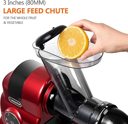 AMZCHEF Extracteur de jus à goulotte large de 80 mm - 150W extracteur de jus de fruits et légumes haute nutrition à mastication lente avec 2 modes de vitesse et fonction Reverse - Rouge - Nail Gallerys